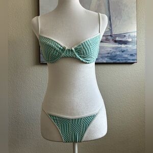 L*Space Pixie Teal and White Bikini Set